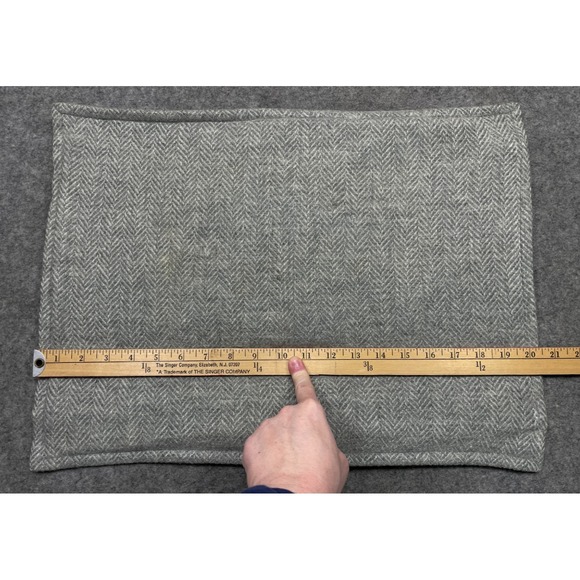 Ralph Lauren Wool Cashmere Herringbone Pillow Cover Gray 20x15 - Picture 9 of 12